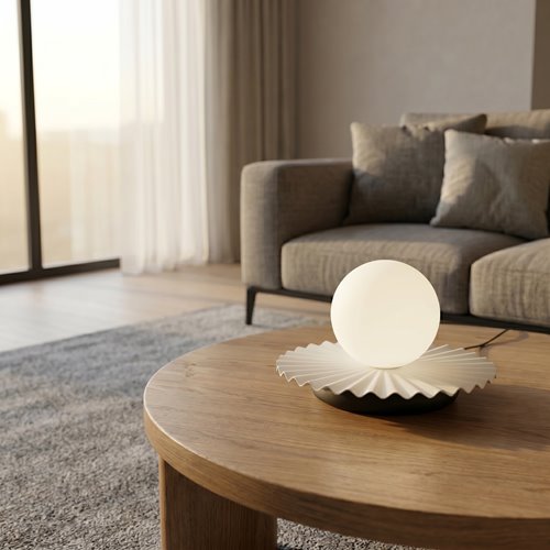 Lampka nocna UMBRA LN1 WHITE metal, biała, nowoczesna, fala