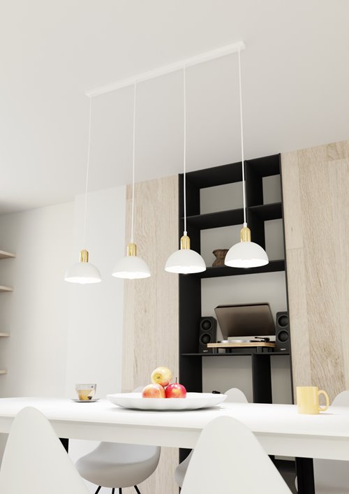 Lampa wisząca MOTO 4 WH, loft, biały, złoty