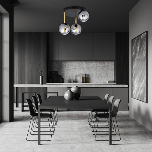 Lampa sufitowa DOLCE 3 BL GRAFIT plafon czarny/złoty/grafit