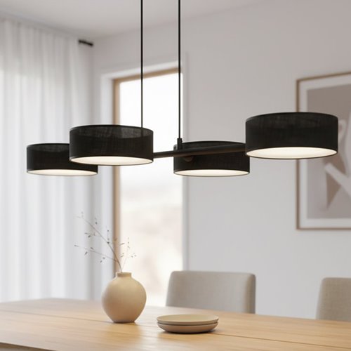 Lampa wisząca DRUMZ 4 BLACK nowoczesna, czarna, abażury