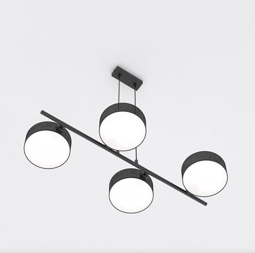 Lampa wisząca DRUMZ 4 BLACK nowoczesna, czarna, abażury