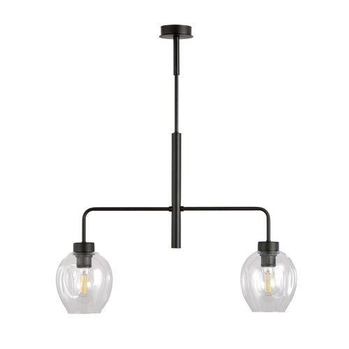 Żyrandol LUKKA 2 BLACK/TRANSPARENT loft, czarny, klosz szkło