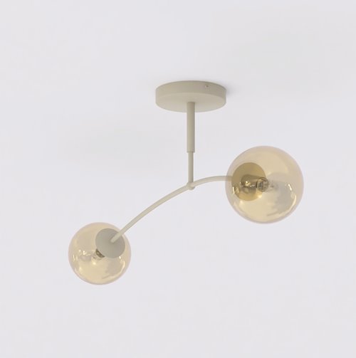 Lampa sufitowa PREGOS 2 MOKKA AMBER klasyczna, klosz, beżowa