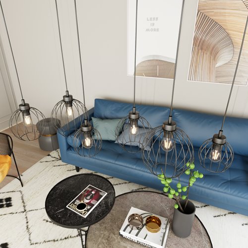 Lampa wisząca NANDO 6 BL loft, nowoczesna, czarna