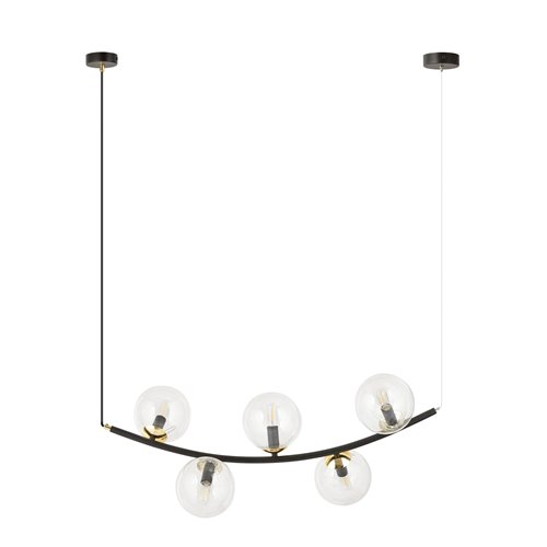 Lampa wisząca RITZ 5 BL TRANSPARENT nowoczesna, czarna