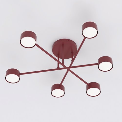 Lampa sufitowa HALO 6 BURGUNDY minimalistyczna, metal