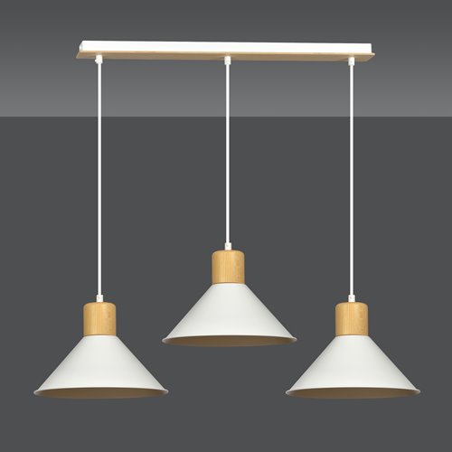 Lampa wisząca ROWEN 3 WHITE japandi, regulowana, biała