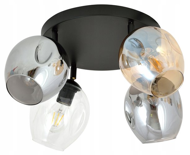 Lampa sufitowa FLOW 4 MIX loft klosz czarna kolor mix