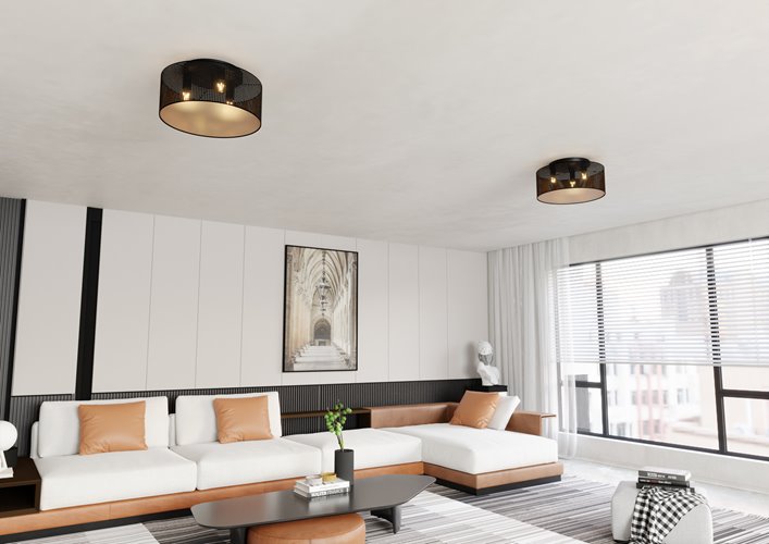 Lampa sufitowa ASTON 3 BLACK/GOLD abażur, czarno/złoty