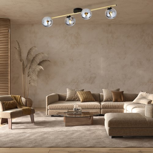 Lampa sufitowa SPLENDI 4 BL GRAFI plafon czarna/złota/grafit