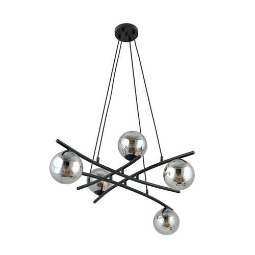 Lampa wisząca ESSA 5 GRAFIT klosze kule DESIGN czarna/grafit