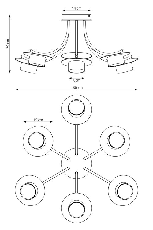 Lampa sufitowa ENSO 6 BL BLACK plafon, czarna, metal, loft
