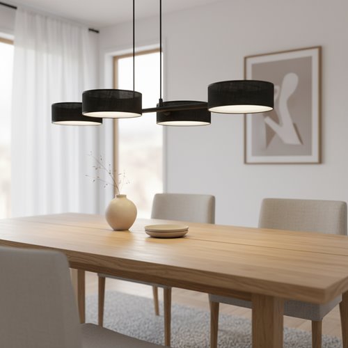 Lampa wisząca DRUMZ 4 BLACK nowoczesna, czarna, abażury