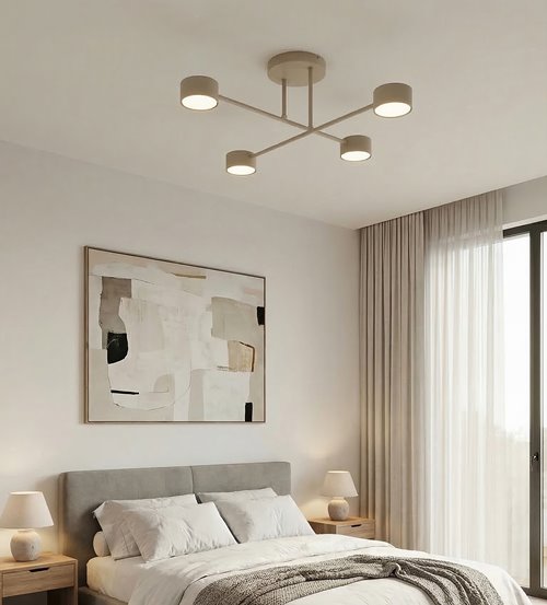 Lampa sufitowa HALO 4 MOKKA minimalistyczna, beżowa, metal