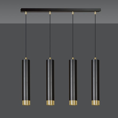 Lampa wisząca KIBO 4 BL/GOLD nowoczesna, tuby, czarno/złota