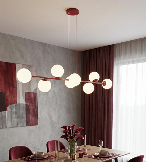 Lampa wisząca MAGNUS 8 BURGUNDY OPAL nowoczesna, klosz