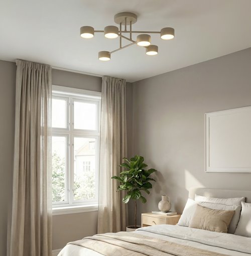 Lampa sufitowa HALO 6 MOKKA minimalistyczna, beżowy, metal