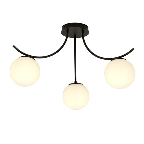 Lampa sufitowa BOSTON 3 BLACK/OPAL nowoczesna czarna/biała