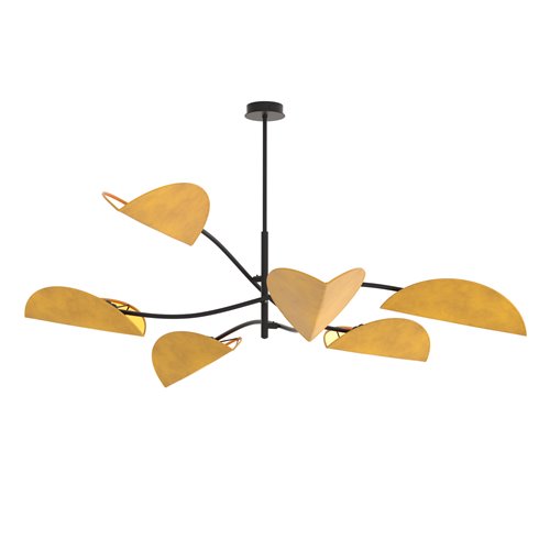 Lampa sufitowa LOTUS 6 BL MUSTARD abażury, pomarańczowa