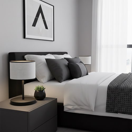 Lampka nocna ECO LN1 GRAY abażur, szara, klasyczna