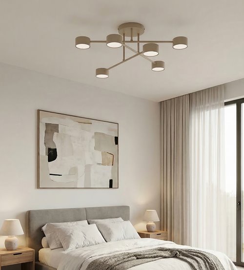 Lampa sufitowa HALO 6 MOKKA minimalistyczna, beżowy, metal