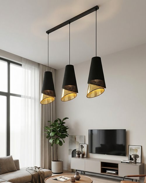 Lampa wisząca MODA 3 BL GOLD LOFT nowoczesna, abażur