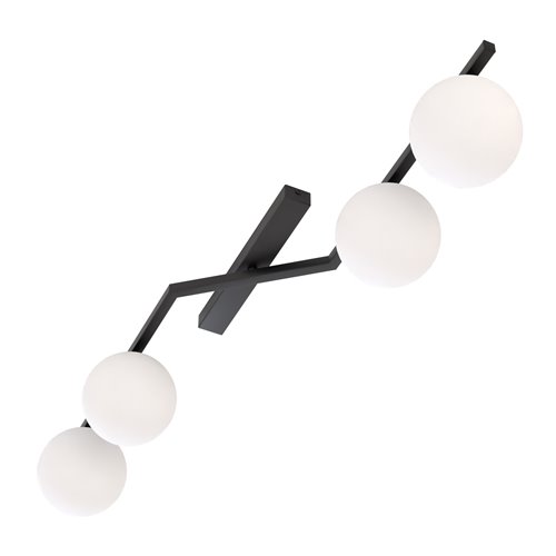 Lampa sufitowa NATON 4 BL OPAL plafon, czarna, metal