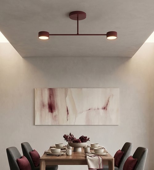Lampa sufitowa HALO 2 BURGUNDY minimalistyczna, metal