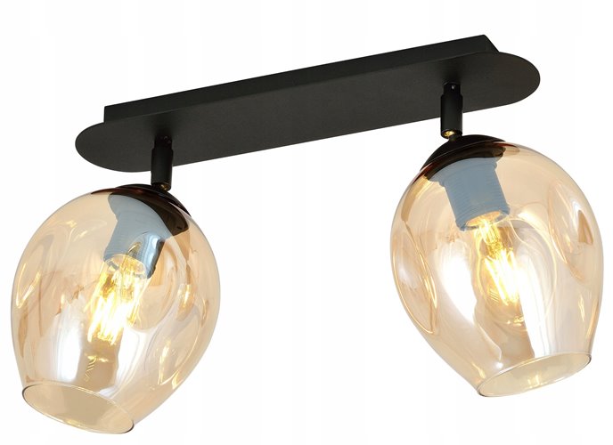 Lampa sufitowa FLOW 2 BL MIODOWY loft klosz czarna bursztyn
