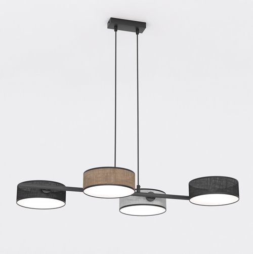 Lampa wisząca DRUMZ 4 MIX1 nowoczesna, czarna, abażury