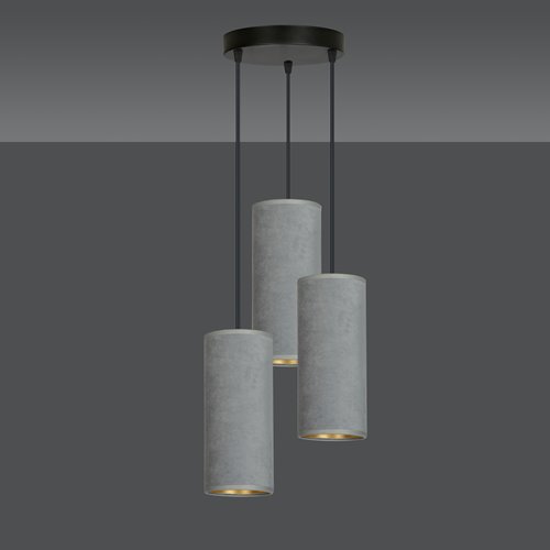 Lampa wisząca BENTE 3 BL PREMIUM GRAY abażur welur szary