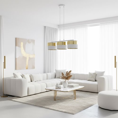 Lampa wisząca LUX 3 WH GOLD abażur, biały, złoty