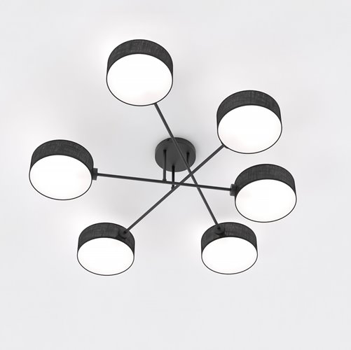 Lampa sufitowa MAGA 6 BLACK plafon, czarna, abażur