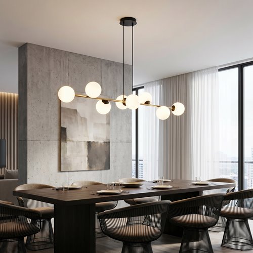 Lampa wisząca GRAVITY 8 BL OPAL czarna/złota/biała