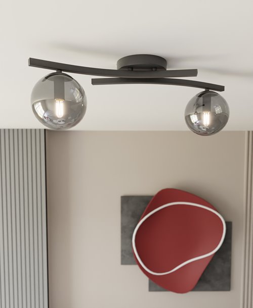 Lampa sufitowa OPUS 2 BL GRAFIT, plafon, klosz grafit czarny