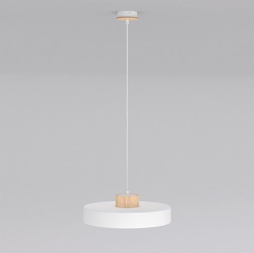 Lampa wisząca KIVI 1L WHITE nowoczesna, biała, metal, drewno