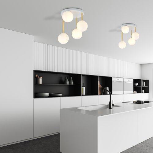 Lampa sufitowa DOLCE 4 WH OPAL plafon klosze złoty/biały