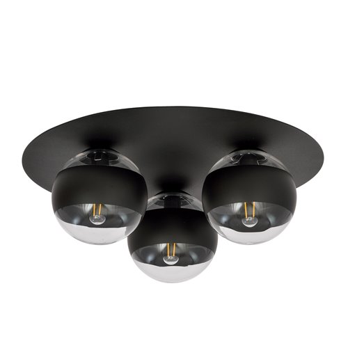Lampa sufitowa SOLAR 3 BLACK/STRIPE plafon czarna/transparen