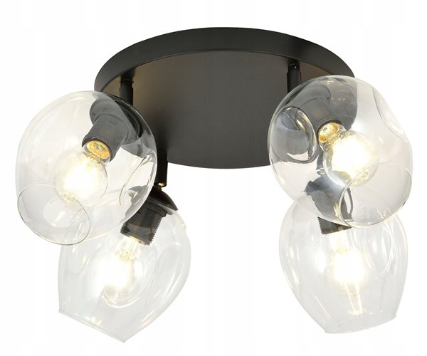 Lampa sufitowa FLOW 4 TRANSPARENT loft klosz czarna