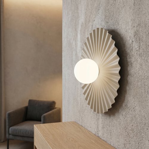 Kinkiet UMBRA L K1 MOKKA OPAL nowoczesny, beżowy,metal, fala