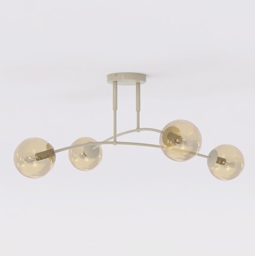 Lampa sufitowa PREGOS 4 MOKKA AMBER klasyczna, klosz, beżowa