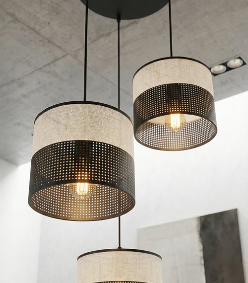 Lampa wisząca KARBON 3 BL GRAY PREMIUM abażur, szara