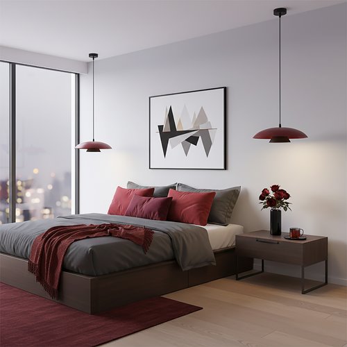 Lampa wisząca BABEL 1 BURGUNDY BL nowoczesna, burgund, metal