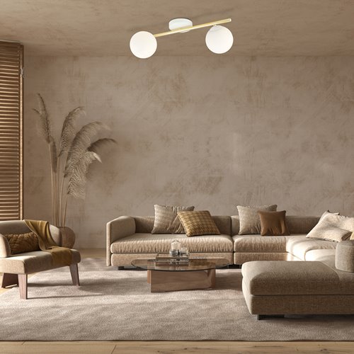 Lampa sufitowa SPLENDI 2 WH OPAL plafon klosze biała/złota