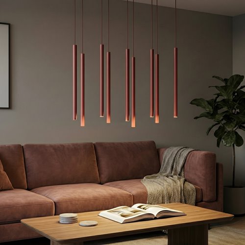 Lampa wisząca SELTER 9 BURGUNDY glamour, sople, burgundowa