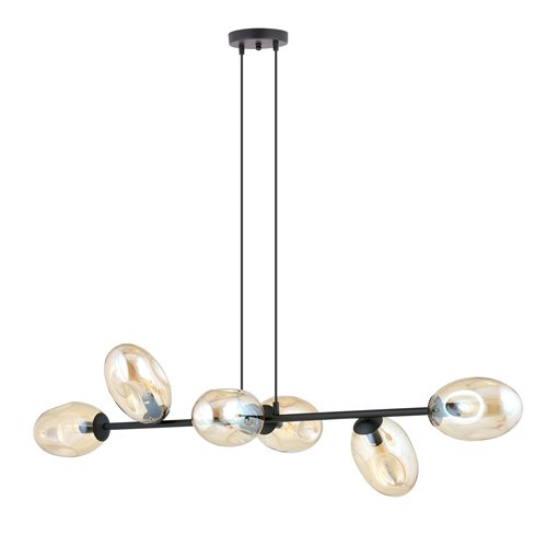 Lampa wisząca PANDORA 6 BL MIODOWY klosze czarny/bursztyn