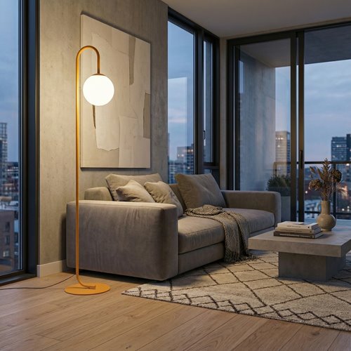 Lampa podłogowa FLOR LP1 BL ORANGE nowoczesna, pomarańczowa