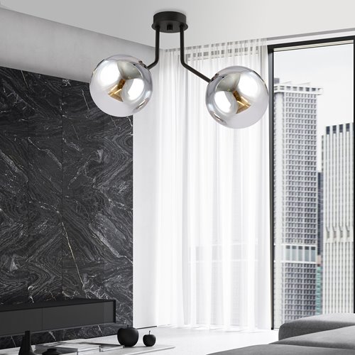 Lampa sufitowa NOVA 2 BL/GRAFIT kule klosze czarna/grafit