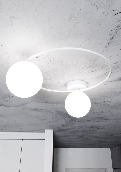 Lampa sufitowa SOPRA 2 WH OPAL plafon klosze kule, biała