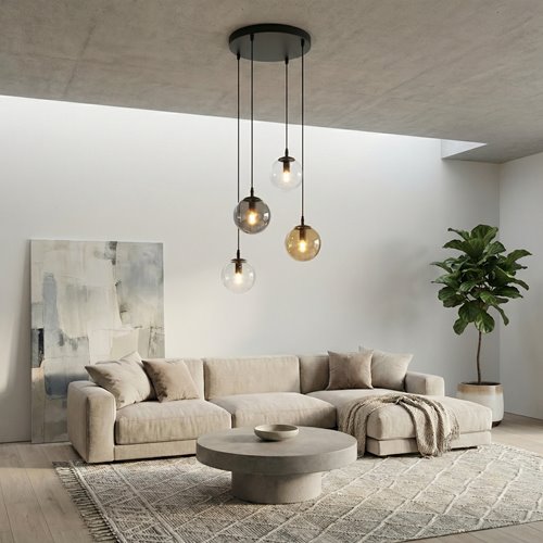 Lampa wisząca COSMO 4 BL PREMIUM MIX loft, klosze kolor mix